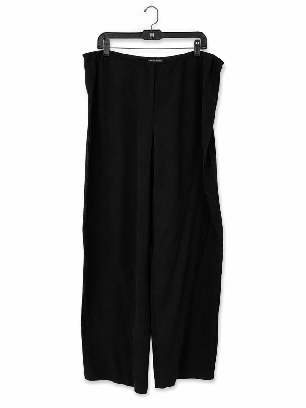 Eileen Fisher 100% Silk Black Straight Leg Pants Large